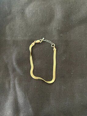 Gold Tone Flat Detailed Chain Bracelet Minimalist Fashion Luxury Jewelry Unisex